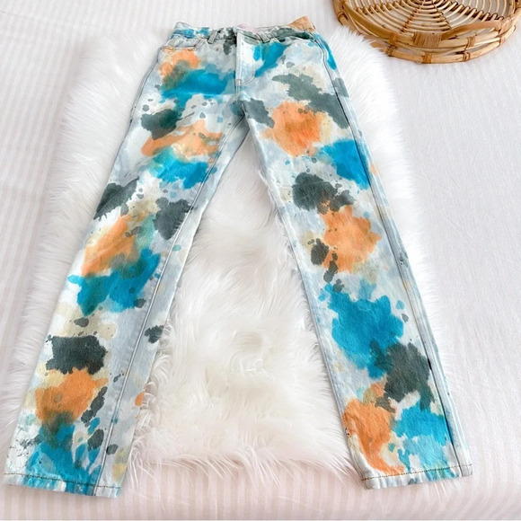Revice Tie Dye Ex-boyfriend High Rise Jeans Straight Leg - Picture 5 of 14